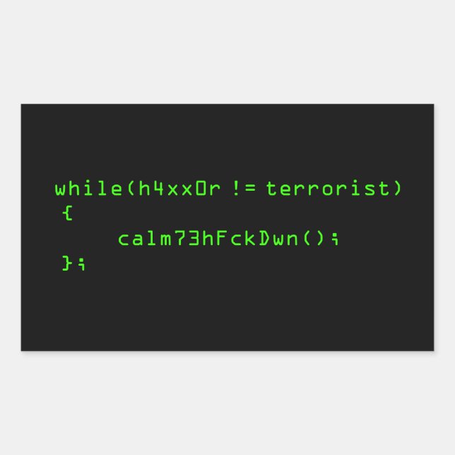 Adesivo Retangular h4xx0r != terrorista (Frente)
