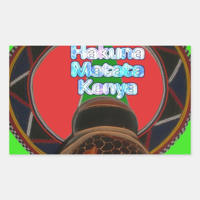 Adesivo Retangular Hakuna Matata Kenya Art Impressão (Frente)