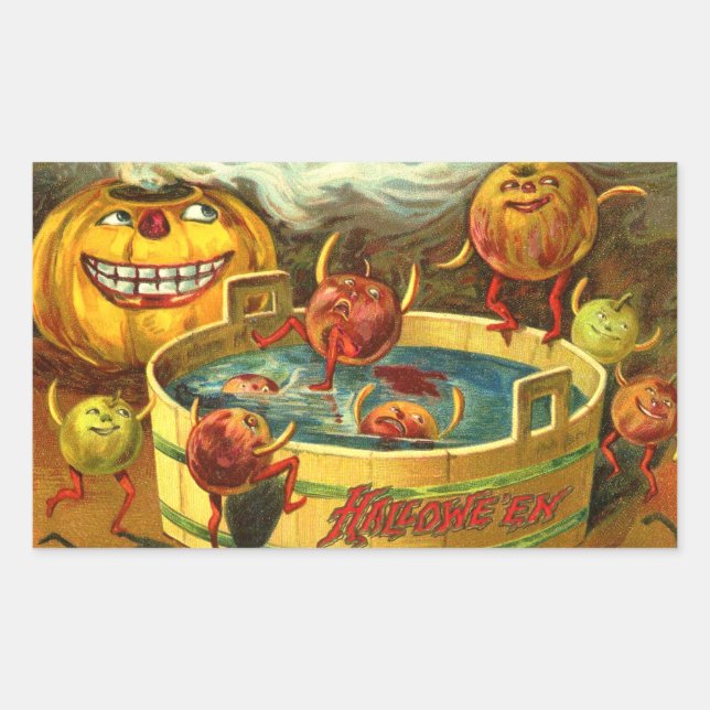 Adesivo Retangular Halloween Apple Bobbing (Frente)