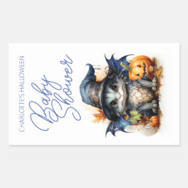 Adesivo Retangular Halloween do Chá de fraldas de Aquarela das Crianç