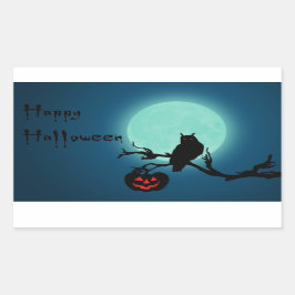 Adesivo Retangular Halloween Night Pumpkin Owl
