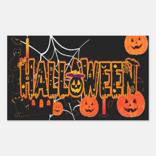 Adesivo Retangular Halloween Pumpkin Gift
