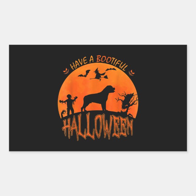Adesivo Retangular Halloween Rottweiler Cachorro Engraçado Costume (Frente)