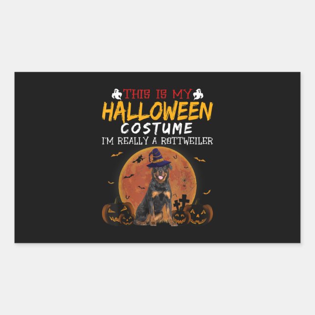 Adesivo Retangular Halloween Rottweiler Engraçado Cachorro Amantes (Frente)