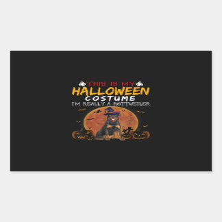 Adesivo Retangular Halloween Rottweiler Engraçado Cachorro Amantes