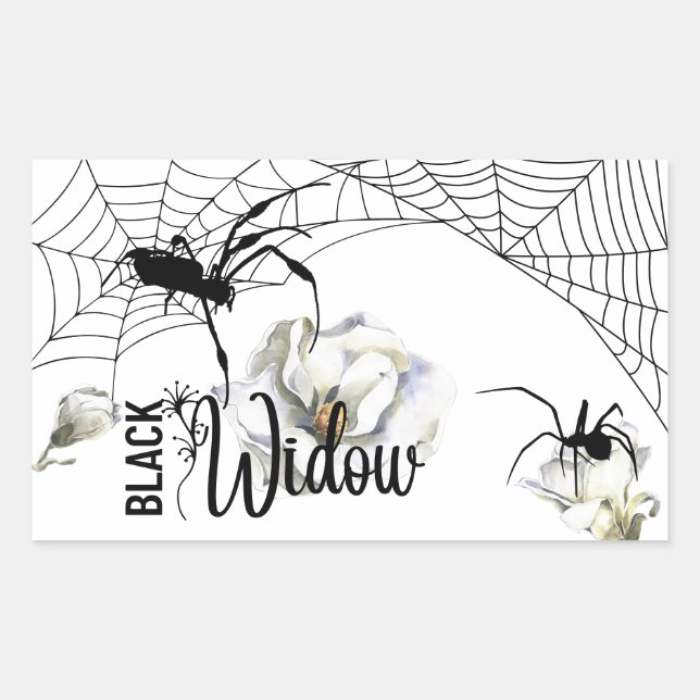 Adesivo Retangular Halloween Stamp Collection "Black Widow" (Frente)