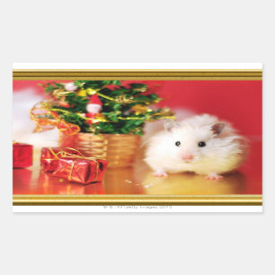 Adesivo Retangular Hamster Kokolinka com árvore de Natal