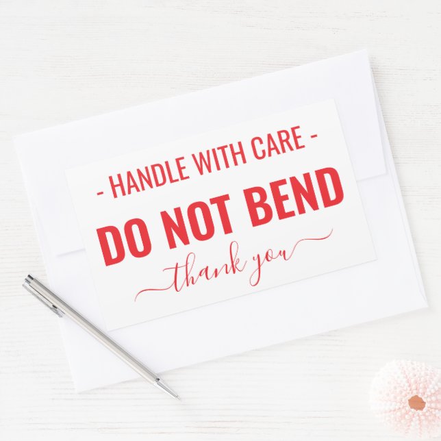 Adesivo Retangular Handle with Care Do Not Bend Warning (Envelope)