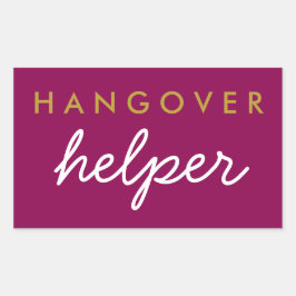 Adesivo Retangular Hangover Helper Weding Favor Magenta Dourado