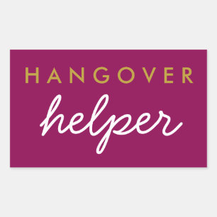 Adesivo Retangular Hangover Helper Weding Favor Magenta Dourado