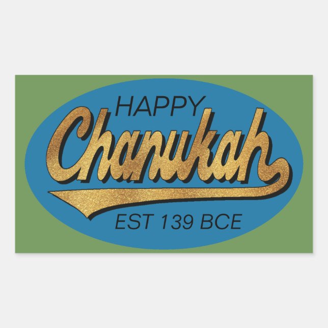 Adesivo Retangular Hanukkah Stickers "Retro Chanukah Est 139 BCE" (Frente)