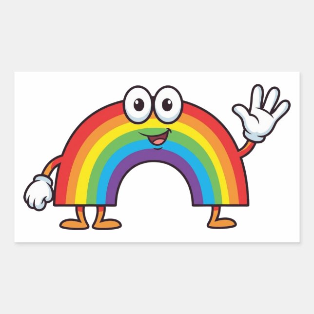 Adesivo Retangular Happy Cartoon Rainbow Character Sticker (Frente)