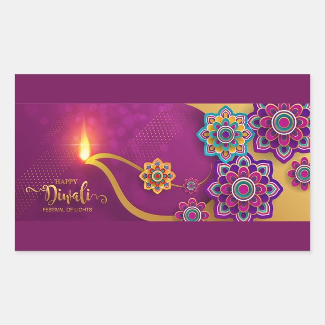 Adesivo Retangular Happy Diwali (Frente)