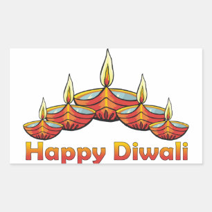 Adesivo Retangular Happy Diwali Deepas