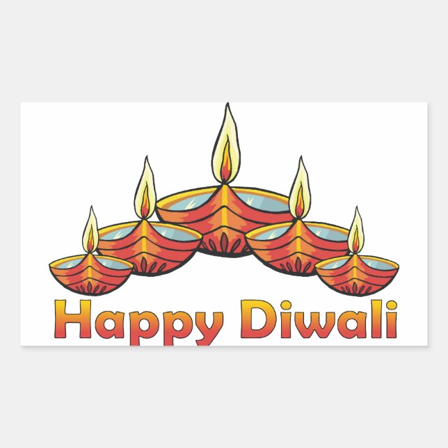 Adesivo Retangular Happy Diwali Deepas (Frente)