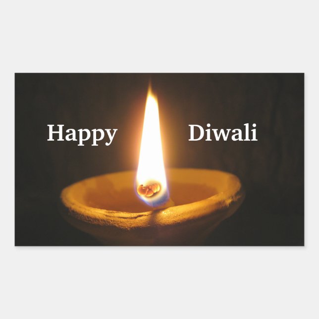 Adesivo Retangular Happy Diwali Hindu Festival das Luzes (Frente)