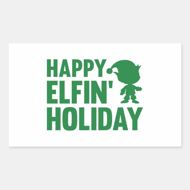 Adesivo Retangular Happy Elfin' Holiday (Frente)