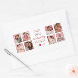 Adesivo Retangular Happy First Valentine's Day Together Sticker Photo