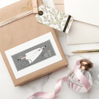 Adesivo Retangular Happy Girl France Stamp Art Decorker