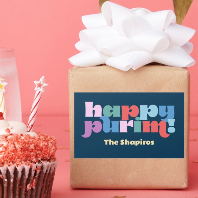 Adesivo Retangular Happy Purim Sameach diz respeito à manga de malaba (Festa)