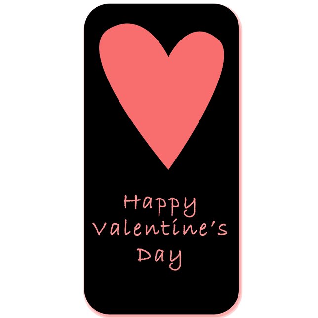 Adesivo Retangular Happy Valentine’s Day Sticker | Pink Heart Love  (Criador carregado)