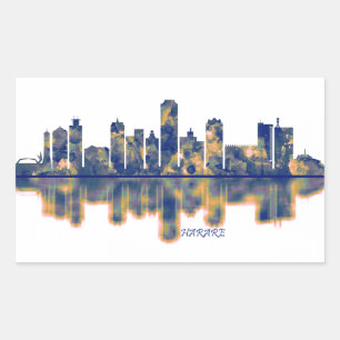 Adesivo Retangular Harare Skyline