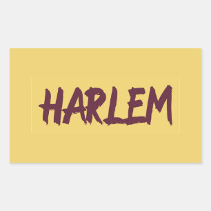 Adesivo Retangular Harlem Text Base Design no Fundo Amarelo