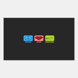 Adesivo Retangular Harness Horse Racing Peace Love