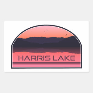 Adesivo Retangular Harris Lake North Carolina Red Sunrise