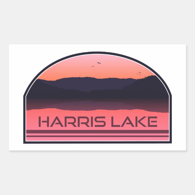 Adesivo Retangular Harris Lake North Carolina Red Sunrise (Frente)