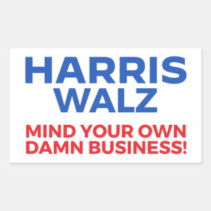 Adesivo Retangular Harris Walz 2024 - Cuide da sua vida!