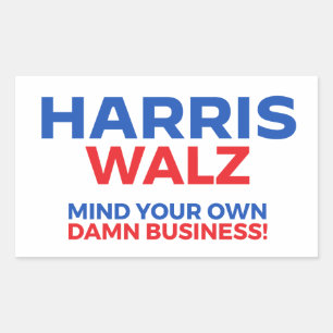 Adesivo Retangular Harris Walz 2024 - Cuide da sua vida!