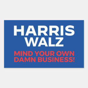 Adesivo Retangular Harris Walz 2024 - Cuide da sua vida!