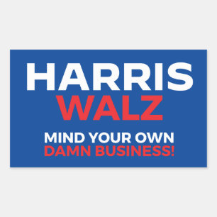 Adesivo Retangular Harris Walz 2024 - Cuide da sua vida!