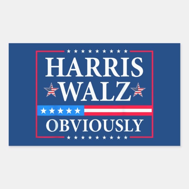 Adesivo Retangular Harris Walz 2024 Obviamente (Frente)