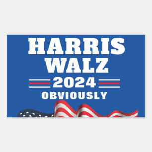 Adesivo Retangular Harris Walz 2024 Obviamente