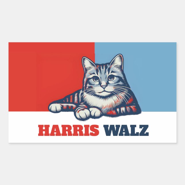 Adesivo Retangular Harris Walz 2024 obviamente Cat (Frente)