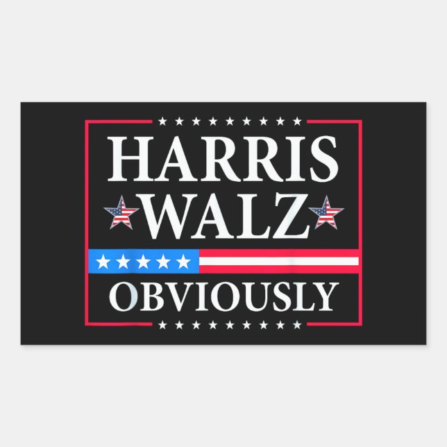 Adesivo Retangular Harris Walz 2024 Obviamente | Tim Walz (Frente)