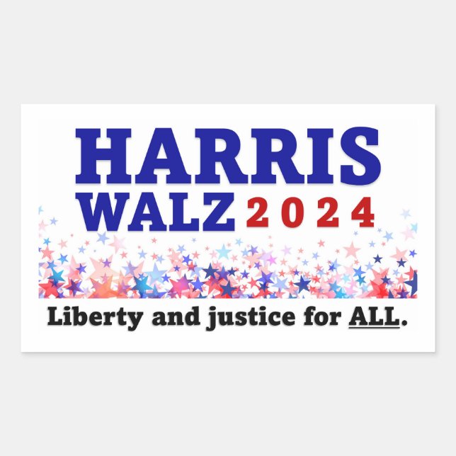 Adesivo Retangular Harris Walz 2024 Sticker (Frente)