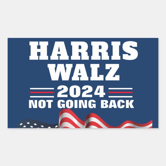 Adesivo Retangular Harris Walz 2024 | Vote Democrata (Frente)