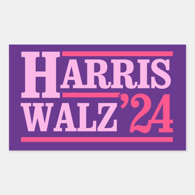 Adesivo Retangular Harris Walz '24 rosa (Frente)