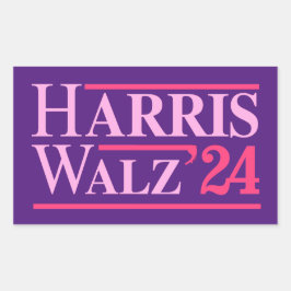 Adesivo Retangular Harris Walz '24 rosa