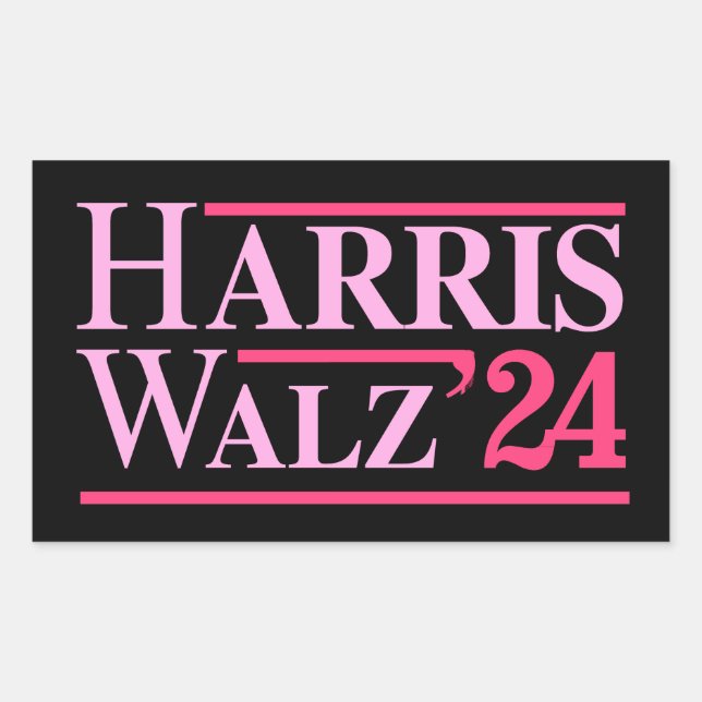 Adesivo Retangular Harris Walz '24 rosa (Frente)
