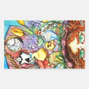 Adesivo Retangular Hatter e seu Design de chapéu Primavera