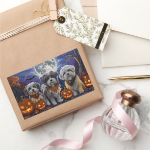 Adesivo Retangular Havanese Halloween Spooky
