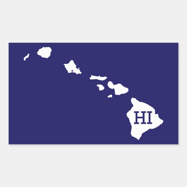 Adesivo Retangular Hawaii White State Map HI Retângulo Stickers (Frente)