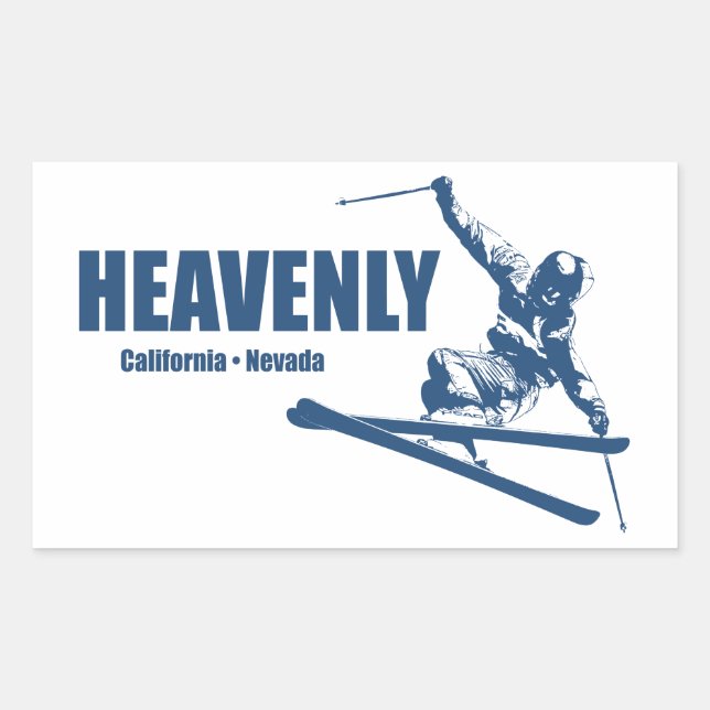Adesivo Retangular Heavenski Resort California Nevada Skier (Frente)