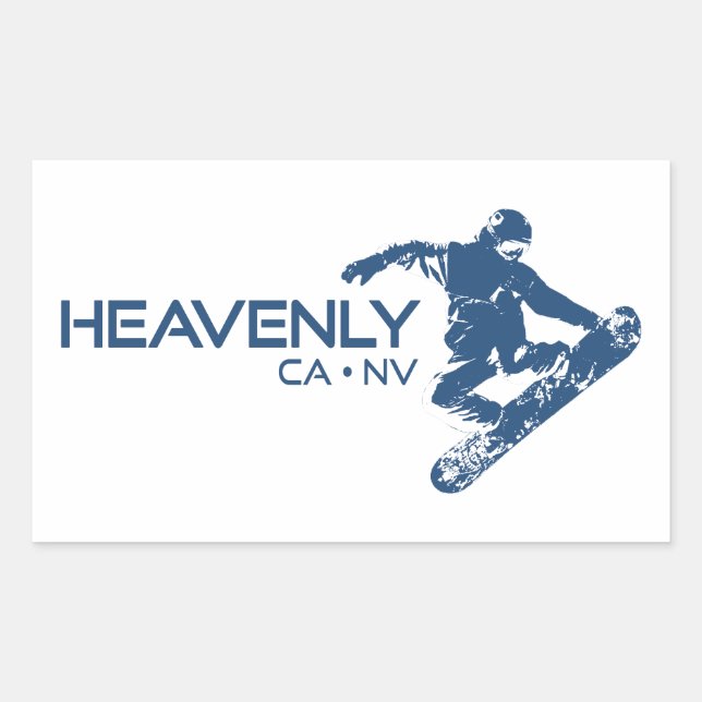 Adesivo Retangular Heavenski Resort California Nevada Snowboarder (Frente)