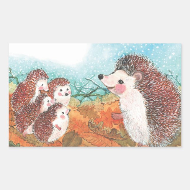 Adesivo Retangular Hedgehogs conversando entre si Ilustração (Frente)
