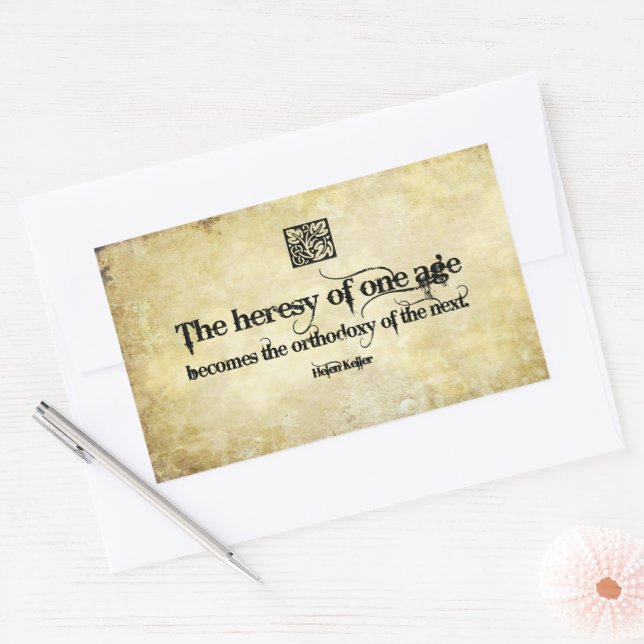 Adesivo Retangular Helen Keller Inspirational Cita Heresy de uma idad (Envelope)